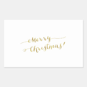 Vrolijk kerstcadeautje met Gold Foil script Rechthoekige Sticker