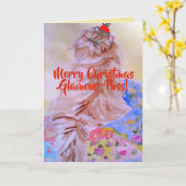 Vrolijk kerstcadeautje met handschilderde Kaart (Gele Bloem)