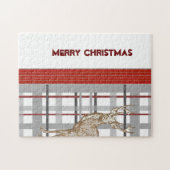 Vrolijk kerstcadeautje met kerstcadeautje legpuzzel (Horizontaal)