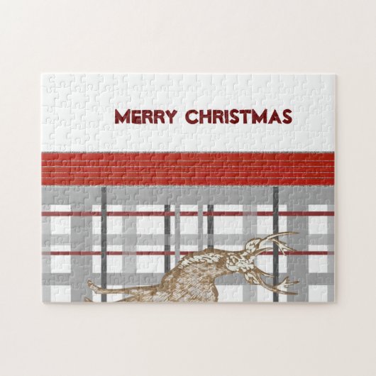 Vrolijk kerstcadeautje met kerstcadeautje legpuzzel (Horizontaal)