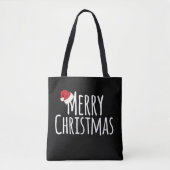 Vrolijk kerstcadeautje met kerstcadeautje op wit tote bag (Voorkant)