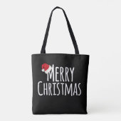 Vrolijk kerstcadeautje met kerstcadeautje op wit tote bag (Achterkant)