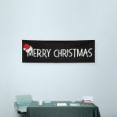 Vrolijk kerstcadeautje met kerstcadeautje op zwart spandoek (Beurs)