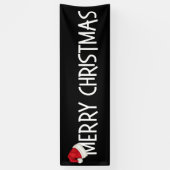 Vrolijk kerstcadeautje met kerstcadeautje op zwart spandoek (Verticaal)