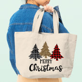 Vrolijk kerstcadeautje met kerstcadeautjes grote tote bag