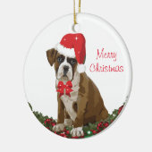 Vrolijk kerstcadeautje met kerstcadeautjes kerstke keramisch ornament (Links)