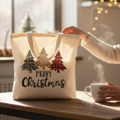 Vrolijk kerstcadeautje met kerstcadeautjes tote bag