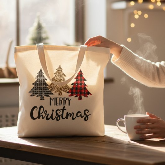 Vrolijk kerstcadeautje met kerstcadeautjes tote bag