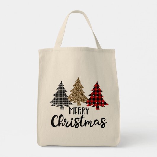 Vrolijk kerstcadeautje met kerstcadeautjes tote bag (Achterkant)