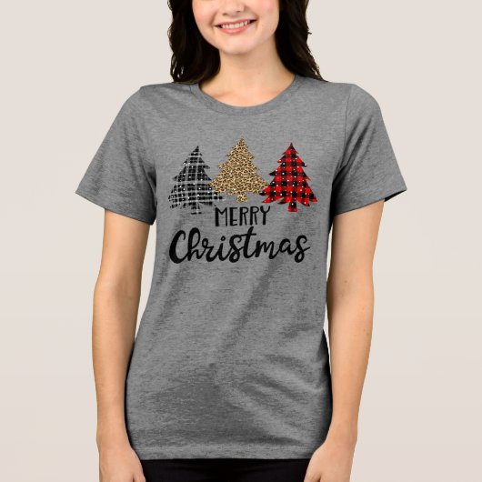 Vrolijk kerstcadeautje met kerstcadeautjes Tri-Blend shirt (Voorkant)
