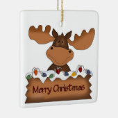 Vrolijk kerstcadeautje met kerstlichten keramisch ornament (Rechts)