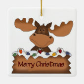 Vrolijk kerstcadeautje met kerstlichten keramisch ornament (Achterkant)