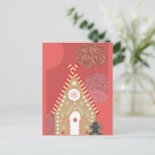 Vrolijk kerstcadeautje met ontbijtkoek briefkaart (Staand voorkant)