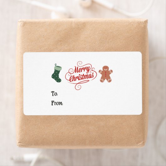 Vrolijk kerstcadeautje met ontbijtkoek etiket (Insitu)