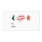 Vrolijk kerstcadeautje met ontbijtkoek etiket (Voorkant)