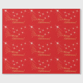 Vrolijk kerstcadeautje met rode gouden kernen cadeaupapier (Vlak)