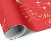 Vrolijk kerstcadeautje met rode gouden kernen cadeaupapier (Rol Hoek)