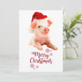 Vrolijk kerstcadeautje met Santa Hat Feestdagenkaart (Staand voorkant)