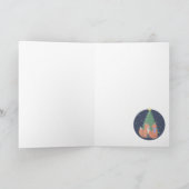 Vrolijk kerstcadeautje met vossenparen en bomen kaart (Binnen)