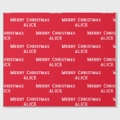 Vrolijk kerstcadeautje Naam Rood kerstfeest Cadeaupapier (Vlak)