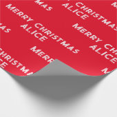 Vrolijk kerstcadeautje Naam Rood kerstfeest Cadeaupapier (Hoek)