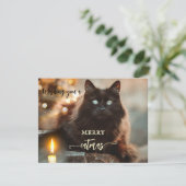 Vrolijk kerstcadeautje Nieuwjaar Kat Kaart (Staand voorkant)