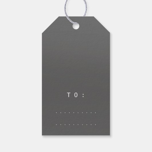 Vrolijk kerstcadeautje om gouden grijze grafiet te cadeaulabel (Achterkant)