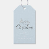 Vrolijk kerstcadeautje om zilver grijs blauw te sc cadeaulabel (Voorkant)