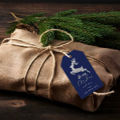 Vrolijk kerstcadeautje om zilver grijs blauw te sc cadeaulabel