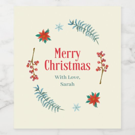 Vrolijk kerstcadeautje op maat gemaakte wijnlabels wijn etiket (Enkel label)