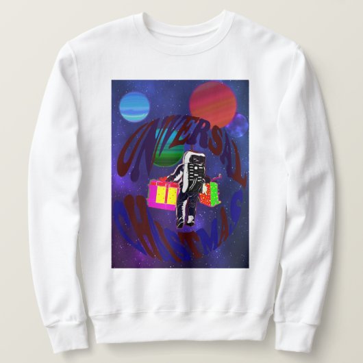 Vrolijk kerstcadeautje op ruimteoppervlak trui (Design voorkant)