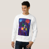 Vrolijk kerstcadeautje op ruimteoppervlak trui (Voorkant volledig)