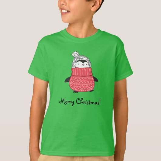 Vrolijk kerstcadeautje Penguin Beanie Pet en Sweat T-shirt (Voorkant)