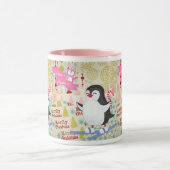 Vrolijk kerstcadeautje Penguin roze Mok (Midden)