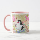 Vrolijk kerstcadeautje Penguin roze Mok (Links)