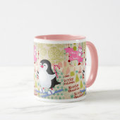 Vrolijk kerstcadeautje Penguin roze Mok (Voorkant rechts)