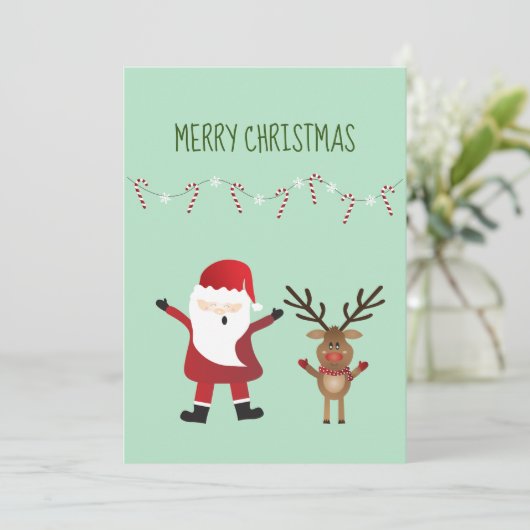 Vrolijk kerstcadeautje, rendiertje feestdagenkaart (Staand voorkant)