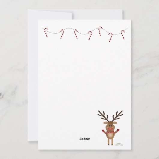 Vrolijk kerstcadeautje, rendiertje feestdagenkaart (Achterkant)