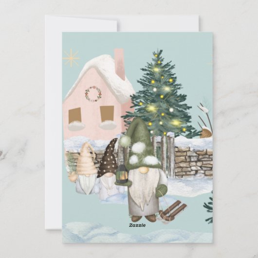 Vrolijk kerstcadeautje rood en blauwe sneeuw feestdagenkaart (Achterkant)