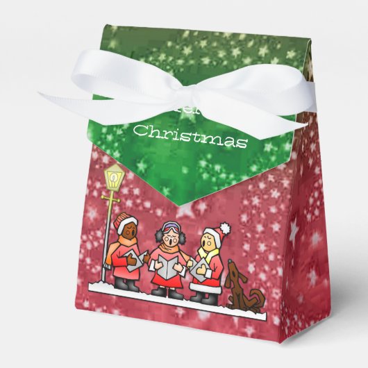 Vrolijk kerstcadeautje Rood en Groen draagtas Bedankdoosjes (Voorkant Zijde)