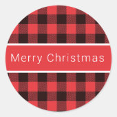 Vrolijk kerstcadeautje Rood met zwarte buffels Ronde Sticker (Voorkant)