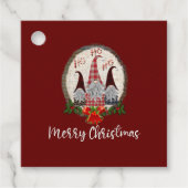 Vrolijk kerstcadeautje Rood, Rustic, Pset, Trendy Bedankjes Labels (Voorkant)