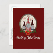 Vrolijk kerstcadeautje Rood, Rustic, Pset, Trendy Briefkaart (Voorkant / Achterkant)