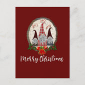 Vrolijk kerstcadeautje Rood, Rustic, Pset, Trendy Briefkaart (Voorkant)