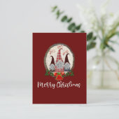 Vrolijk kerstcadeautje Rood, Rustic, Pset, Trendy Briefkaart (Staand voorkant)