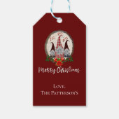 Vrolijk kerstcadeautje Rood, Rustic, Pset, Trendy Cadeaulabel (Voorkant)