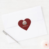 Vrolijk kerstcadeautje Rood, Rustic, Pset, Trendy Hart Sticker (Envelop)