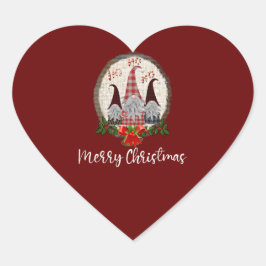 Vrolijk kerstcadeautje Rood, Rustic, Pset, Trendy Hart Sticker