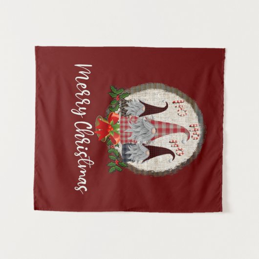 Vrolijk kerstcadeautje Rood, Rustic, Pset, Trendy Wandkleed (Voorkant (horizontaal))