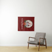 Vrolijk kerstcadeautje Rood, Rustic, Pset, Trendy Wandkleed (In Situ (horizontaal))